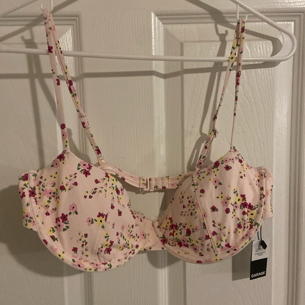 Floral Print Swim Top by Garage - Pink
